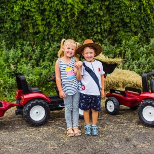 Falk FALK Traktor Valtra Bordowy na Pedały z Przyczepką i Łyżką od 3 Lat 4