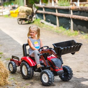 Falk FALK Traktor Valtra Bordowy na Pedały z Przyczepką i Łyżką od 3 Lat 7