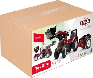 Falk FALK Traktor Valtra Bordowy na Pedały z Przyczepką i Łyżką od 3 Lat 9