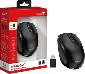 Mysz Genius Mysz bezprzewodowa, Genius NX-8006S Type-C, czarna, optyczna, 1200DPI 3
