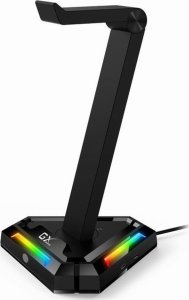 Genius Genius Stojak na słuchawki z podświetleniem RGB GX-UH100, 2x USB-A 2x USB-C HUB, czarny 1