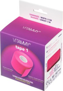 Vitammy VITAMMY TAPE 1 różowa Taśma kinezjologiczna, miękka, wodoodporna i komfortowa 1