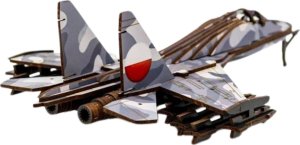 PuzzleOK SAMOLOT WOJSKOWY PUZZLE DREWNIANE MODEL 3D UKŁADANKA ZESTAW 6