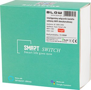 Blow 72-088# Inteligentny włącznik światła dwukanałowy szklany wifi tuya 5