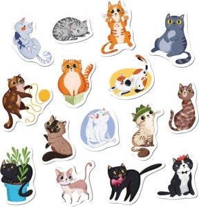 Dodo ZESTAW MAGNESÓW KOTY 15 ELEMENTÓW KOLOROWE UROCZE KOTKI MAGNESY DLA DZIECI 2