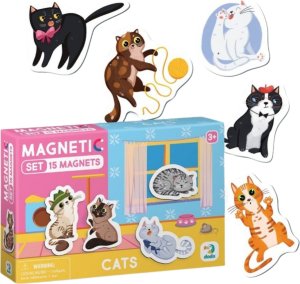 Dodo ZESTAW MAGNESÓW KOTY 15 ELEMENTÓW KOLOROWE UROCZE KOTKI MAGNESY DLA DZIECI 3
