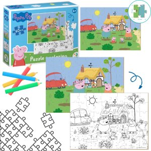 Dodo PUZZLE 2w1 ŚWINKA PEPPA 60 ELEMENTÓW DO UŁOŻENIA + KOLOROWANKA W JEDNYM 1