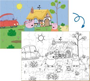 Dodo PUZZLE 2w1 ŚWINKA PEPPA 60 ELEMENTÓW DO UŁOŻENIA + KOLOROWANKA W JEDNYM 2