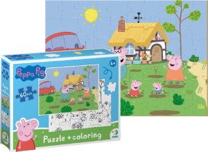 Dodo PUZZLE 2w1 ŚWINKA PEPPA 60 ELEMENTÓW DO UŁOŻENIA + KOLOROWANKA W JEDNYM 3