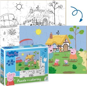 Dodo PUZZLE 2w1 ŚWINKA PEPPA 60 ELEMENTÓW DO UŁOŻENIA + KOLOROWANKA W JEDNYM 4