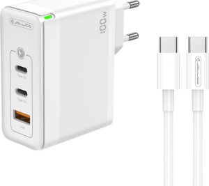 Ładowarka Jellico Ładowarka Sieciowa GaN 100W 1x QC3.0 USB + 2x PD USB-C Jellico C118 + Kabel USB-C - USB-C białe 1