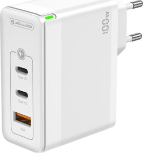 Ładowarka Jellico Ładowarka Sieciowa GaN 100W 1x QC3.0 USB + 2x PD USB-C C118 + Kabel USB-C - USB-C białe 3