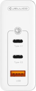 Ładowarka Jellico Ładowarka Sieciowa GaN 100W 1x QC3.0 USB + 2x PD USB-C Jellico C118 biała 5