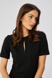 Stylove S361 Sukienka z ozdobnymi zakładkami na boku - czarna (kolor czarny, rozmiar XL) 3