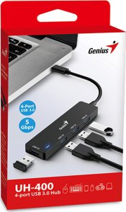 HUB USB Genius USB (3.0) hub 4-port, UH-400, czarny, Genius 3