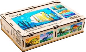 PuzzleOK Drewniane Puzzle 4w1 Zwierzęta Morskie Wodne Układanka Zestaw 5