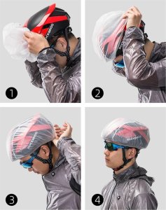 RockBros Pokrowiec przeciwdeszczowy na kask rowerowy zielony 6