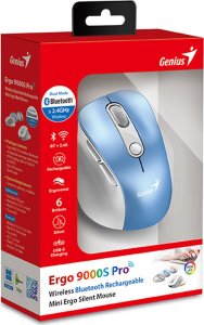 Mysz Genius Mysz bezprzewodowa, Genius Ergo 9000S Pro, biało-niebieska, optyczna, 2400DPI 10