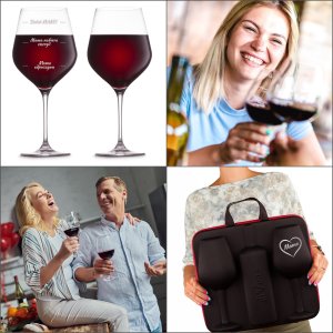 diVinto Etui na wino z kieliszkami dla Mamy -- prezent dla mamy - na dzień mamy 3