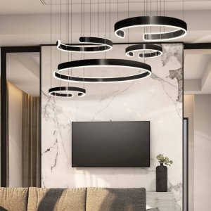 Lampa wisząca Syntron Lampa wisząca czarna 5 okręgów 326W DL-I01 + Pilot 1