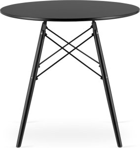 Leobert Stół okrągły 80cm drewniany nowoczesny - czarny / czarne nogi 80cm 2