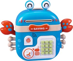 Woopie Elektroniczna Skarbonka Sejf Bankomat na Pin Kod Dostępu Krab Plecak Niebieski 9
