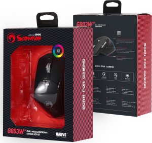Mysz Marvo Mysz bezprzewodowa, Marvo G803, czarna, optyczna, 4000DPI 7