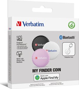 Verbatim Lokalizator Bluetooth My Finder Coin czarny, biały i różowy, 32135, Verbatim 7