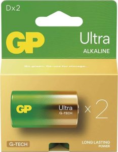 GP Bateria alkaliczna, D (LR20), ogniwo typ D, 1.5V, GP, blistr, 2-pack, Ultra 1