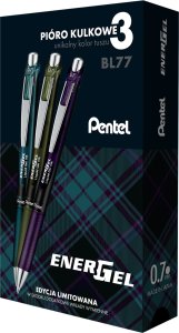 Pentel Pióro kulkowe ENERGEL BL77 (3szt.) 3-odcienie czarnego +wkłady LR7 BL77A2-ST3KSVPL PENTEL 1