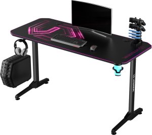 Biurko Ultradesk Frag V3 Czarno-Różowe 140 cmx60 cm 1