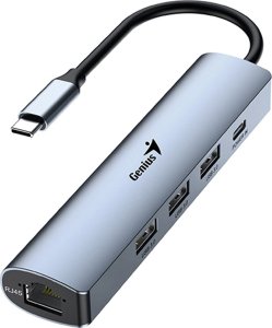 Genius USB (3.0) hub 4-port, UH-545, szary, Genius, 3x USB 3.0, 1x RJ45 1