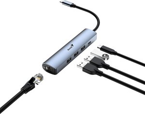 Genius USB (3.0) hub 4-port, UH-545, szary, Genius, 3x USB 3.0, 1x RJ45 3