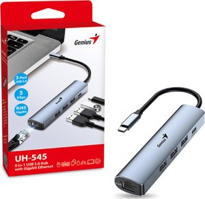 Genius USB (3.0) hub 4-port, UH-545, szary, Genius, 3x USB 3.0, 1x RJ45 5
