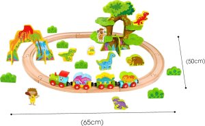 Tooky Toy TOOKY TOY Drewniana Magnetyczna Kolejka Dinozaury + Figurki 9