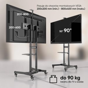 Onkron Mobilny stojak do TV 50" - 90" do 90 kg ONKRON TS1891 Czarny 1