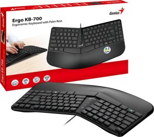 Klawiatura Genius Genius Ergo KB-700, CZ/SK, ergonomiczna, przewodowa (USB), czarna, Copilot 3