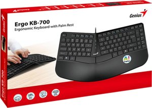 Klawiatura Genius Genius Ergo KB-700, CZ/SK, ergonomiczna, przewodowa (USB), czarna, Copilot 4