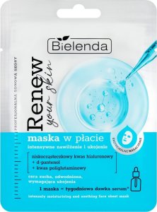 Bielenda BIELENDA Renew Your Skin Maska w płacie - intensywne nawilżenie i ukojenie 17 g 1