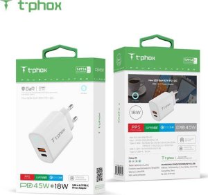 Ładowarka T-Phox Ładowarka Sieciowa 45W USB + USB-C T-PHOX GLORY biała 6