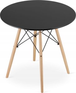 Leobert Zestaw stół okrągły TODI 80 czarny + 4 krzesła LAGO szare 12