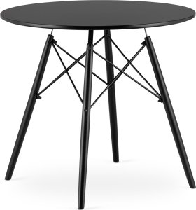 Leobert Zestaw stół okrągły TODI 80 czarny + 4 krzesła TURIN ciemnoszare 11