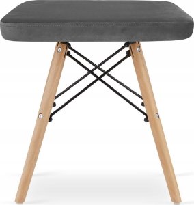 Leobert Taboret WERK - szary aksamit / nogi naturalne x 1 3