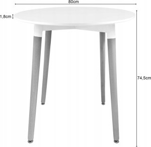 Leobert Stół KAMI Okrągły 80cm - biały / naturalne nogi 3