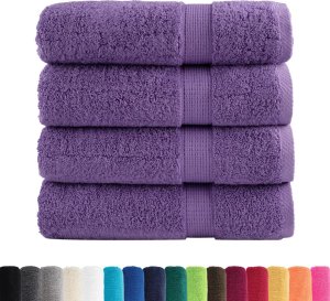 vidaXL Ręczniki kąpielowe, premium, 4 szt., fioletowe, 70x140 cm 2