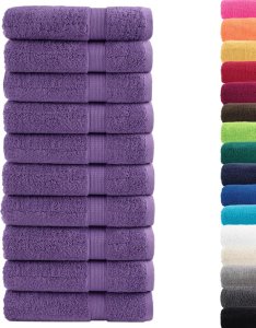 vidaXL Ręczniki kąpielowe, premium, 10 szt., fioletowe, 70x140 cm 2