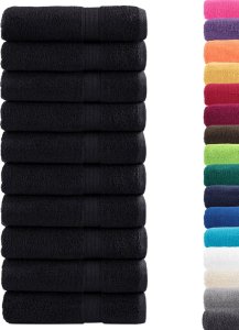 vidaXL Ręczniki kąpielowe, premium, 10 szt., czarne, 70x140cm, bawełna 2