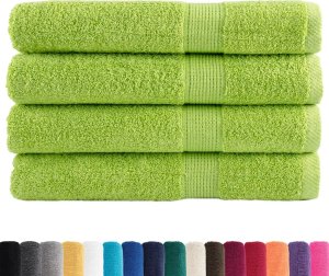 vidaXL Ręczniki, premium, 4 szt., zielone jabłko, 100x200 cm, bawełna 2