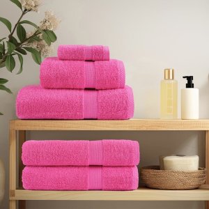 vidaXL Ręczniki, premium, 4 szt., różowe, 100x200 cm, bawełna 100% 3