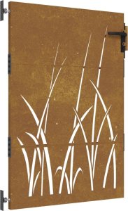vidaXL Furtka ogrodowa, 85x125 cm, stal kortenowska, motyw trawy 2